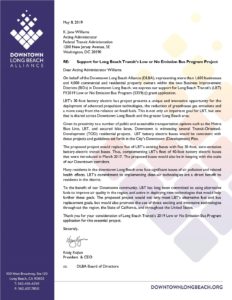 FTA Letter of Support No Emission Draft | Downtown Long Beach Alliance