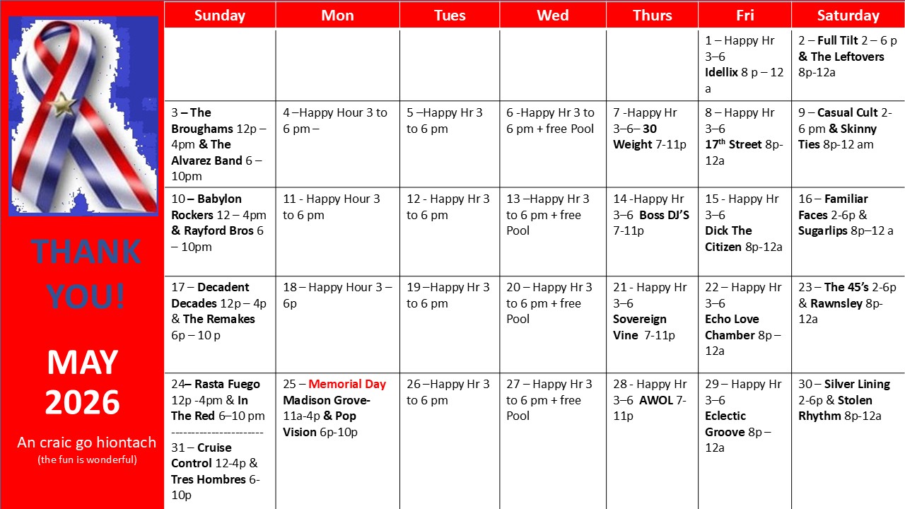 May 2026 event calendar